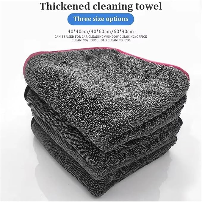 Microfiber Car Cleaning Towel - Super Absorbent Thick Drying Cloth for Detailing and Washing(Grey 60x90cm)
