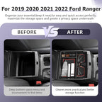 LUWU Ranger Center Console Organizer for 2019 2020 2021 2022 2023 Ford Ranger XL/XLT/Lariat/Raptor Accessories Armrest Console Storage Box Glove Organizer Tray ABS Material Red