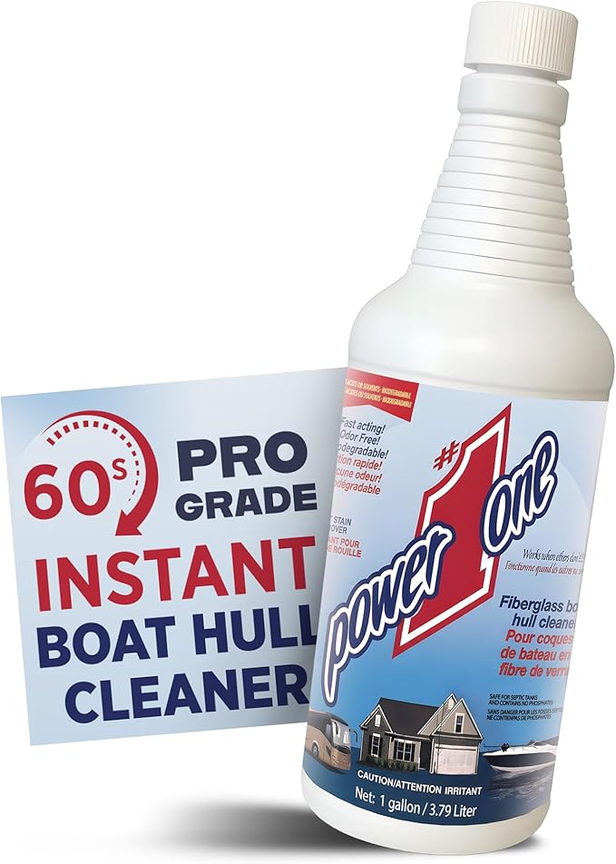Boat Hull Cleaner for Fiberglass Boats 32 oz - Hard Water Stain Remover, Rust Cleaner Liquid, Calcium Remover, Gel Coat Care, Professional Boat Cleaning Supplies for Deck Wash and Hull Cleaning