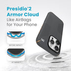 Speck iPhone 15 Pro Case - Drop Protection, Grip - Scratch Resistant, Soft Touch, 6.1 Inch Phone Case - Presidio2 Grip Charcoal Grey/Cool Bronze/White