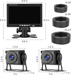 Kairiyard Dual RV Backup Camera with 7 Inch Monitor, AHD 1080P, 2 Channel, DIY Guide Lines 150 Degree Wide View Angel Wired Reverse Rear View Camera for Truck Car Trailer Camper Tractor