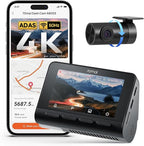 70mai 4K Dash Cam Front and Rear with STARVIS, Dashcam with 5GHz WiFi, GPS Car Camera, Super Night Vision, ADAS, 3'' IPS Screen, 24H Parking Mode, Time-Lapse, Loop Recording, Support 256GB Max (A800S)
