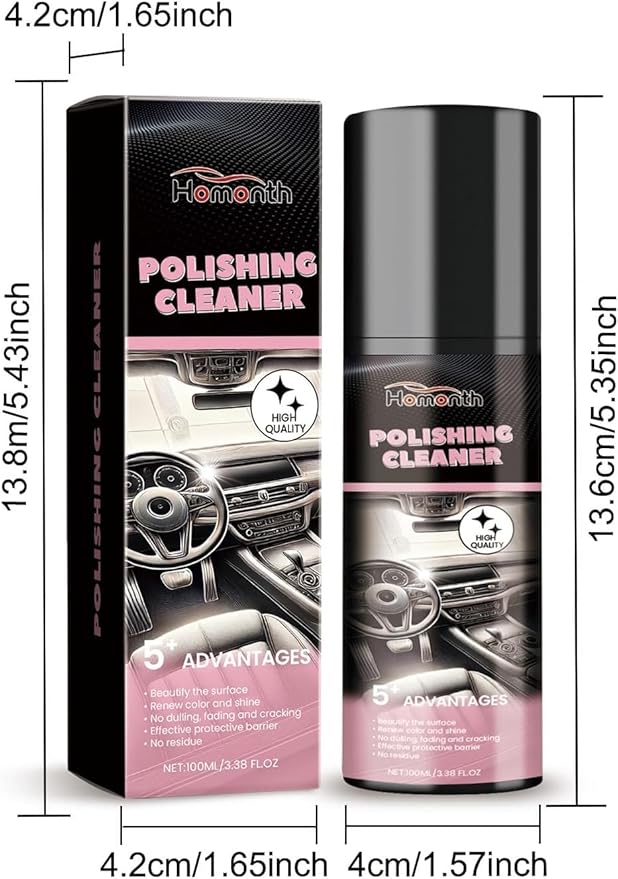 Car Interior Cleaner Spray, 100ml Polishing Cleaner car Interior, Interior Detailer Spray, Vehicle Interior Polish for Dashboards, Seats, Leather, Plastic, No Residue, UnScented (3Pcs)