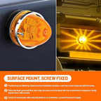 Dual Function 4Pcs Amber Watermelon Lights Strobe+Constant LED Side Marker Clearance Turn Signal Top Cap Roof Underglow Tail Trailer Lights for Semi Truck,Bus,Van,Camper,Golf cart