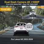 Fitcamx Front 4K+Rear 1080P Dash Cam Adapts for Lexus NX 2022-2026 & NX Hybrid 250 350 350h 450h, OEM Look, Dual HD Video, Built-in WiFi & APP, Loop Recording, G-Sensor, Easy to Set, 128GB Card