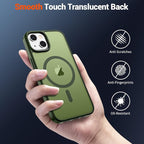 SUPFINE Magnetic for iPhone 15 Case (Compatible with MagSafe) (Military Grade Drop Protection) Slim Translucent Matte Shockproof with Anti-Fingerprint Phone Case, Cangling Green