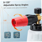 Foam Gun Car Wash Sprayer Set, Adjustable Angle Pressure Washer Gun with 1/4 Inch Quick Connector, Foam Cannon with 5 Pressure Washer Tips and Handle