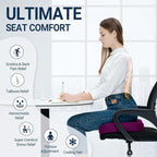 Gel Seat Cushion for Car Office - Memory Foam Pain Relief Chair Pillow Cushions - Tailbone Sciatica Coccyx Butt Lumbar Support Pad for Sitting Driving Traveling, Mesh, Purple