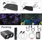 AZIMOM Dual Color 32W 600pcs Fiber Optic Starlight Headliner Kits 0.03in 9.8ft Strands,RGB Meteor Shooting Star,Sound Activated Remote APP Control Home Car Headliner Décor