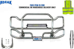 Compatible with Cascadia 2018+ (without Fogs) Front Grille Deer Moose Brush Bumper Guard Large w/ 22" LED Light Bar Plus Bracket, Logo, 2X 22'' Wipers, License Plate Holder & Frame, Vest