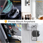 Auto Suction Cup Phone Mount, Quick-Release Vacuum Magnetic Car Phone Holder for Smooth Surface/Gym/Mirror, 360 Adjustable for Magsafe iPhone 17 16 Air Pro Max 15