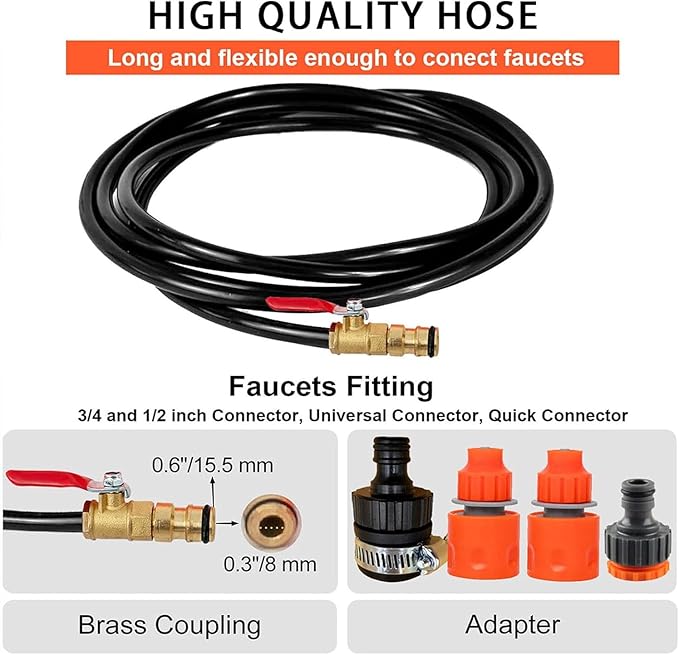 12ft-36ft Water Fed Pole Kit with Telescopic Brush for Window Cleaning, Car Wash & Solar Panels - Includes 20m Hose for Home & Commercial Use
