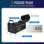 SugarFox 63L Car Trunk Organizer for SUVs & Small/Midsize Cars - Fluorescent Design, Waterproof, Collapsible with Adjustable Straps (Black-M004)