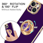 VENINGO Compatible with Apple 14 Case,Phone Case for 14,Slim Fit Soft 360° Ring Holder Kickstand Magnetic Car Mount Supported Easy Clean Shockproof Protective Cover for Apple 14 6.1", Deep Purple