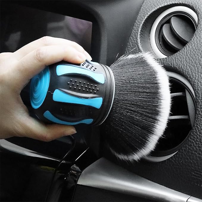 AUCELI Car Detailing Brush, Ultra Soft Auto Interior Dusting Brush with Storage Rack, Car XL Synthetic Brush Cleaning Tool, Universal Covers Large Area Inside or Outside Vehicles (Blue/Style B)