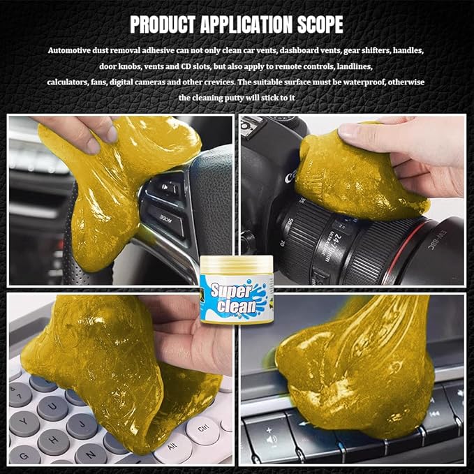 Car Cleaning Gel, Car Cleaning Supplies, Car Cleaning Putty, Universal Car Cleaning Kit Auto Detailing Tools Car Accessories Fit for Automotive, Keyboard, Camera, Printers (Yellow, 1PCS)