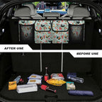 Farm Rooster Car Backseat Trunk Organizer for Women Pink Peony Flowers Hanging Car Storage Organizer with Extra Storage Space for SUVs,Trucks,Vans