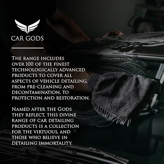 Car Gods 8 Piece Car Cleaning Detailing Kit - Shampoo - Carnauba Wax - Wheel Cleaner - Shine Detailer - Fallout Eliminator - Tyre Serum - Interior Detailer - Glass Cleaner