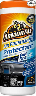 Armor All Car Air Freshener Protectant Wipes, Interior Car Wipes with UV Protection Against Cracking and Fading, Cool Mist, 25 Count