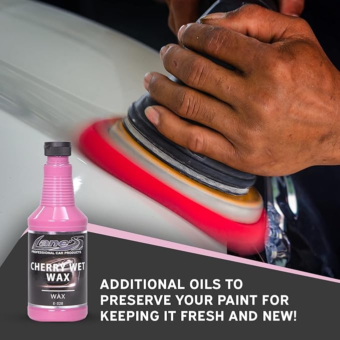 Lane’s Cherry Wet Wax- Car Wax, Automotive Clear Coat, Car paint Protection Solution- High Gloss Finish, Durable Protection, Easy Application, E-328, Size- 32 Oz