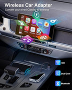 Wireless CarPlay & Android Auto Adapter 2 in 1, 2026 Upgrade 5G WiFi Dongle for Factory Wired CarPlay Cars, Convert Wired to Wireless for iPhone & Android, Plug & Play