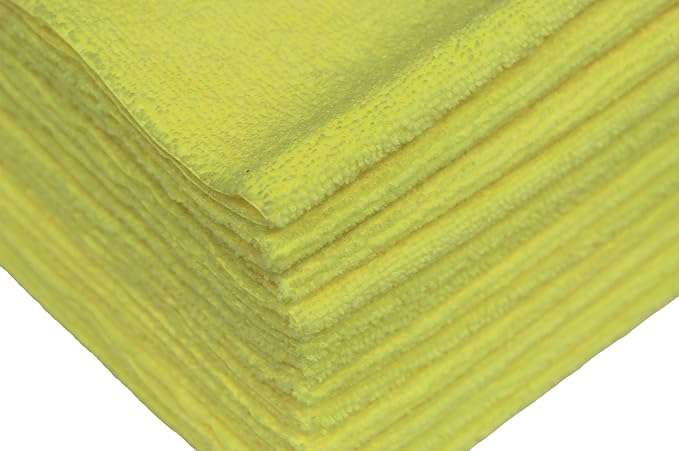 Detailer's Preference Premium Edgeless Microfiber Towels, 350 GSM, Ultra Soft, Lint-Free, Streak-Free, Scratch-Free, Highly Absorbent, for Auto, Home, and Detailing,16x16, 12-Pack, Yellow