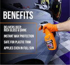 Spray Wax for Cars – Instant Mirror Shine & Streak-Free Finish – Premium Italian Formula, Easy Wipe-On Car Wax Spray for Deep Gloss, Slick Surface & Protection on Paint, Plastic & Trim – 25 Oz