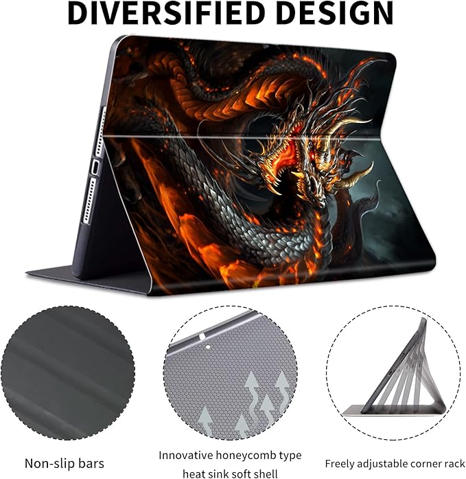 Case for Kindle Scribe,PU Leather Cute Slim Folio Adjustable Stand Cover with Auto Wake/Sleep for Amazon Kindle Scribe Cover 10.2 Inch (2024/2022 Release),Red Fire Dragon