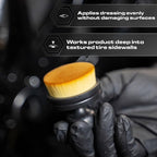 Blackline Reusable Tire Shine Applicator Brush – Soft Bristle Tool for Even Application, Ergonomic Grip with Drainable Stand, Mess-Free Gel & Liquid Tire Dressing Brush for Trim and Rubber Surfaces