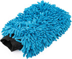 The Rag Company - Premium Chenille Microfiber Knobby Wash Mitts - Perfect for Car Washing and Detailing; Scratch-Free, Lint-Free, Double-Sided, Plush, and Absorbent; Lime Green + Blue (2-Pack)