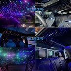 AZIMOM 4Port 36W Twinkle 1200pcs 0.03in 9.8ft Fiber Optic Starlight Headliner Kits 4Colors Light Source Sound Activated Remote APP Control Home Indoor Ceiling Car Headliner Decoration