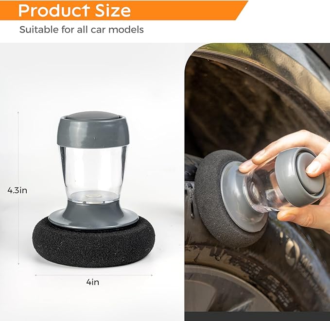 Flow Tire Shine Applicator, Reusable Car Tire Dressing Applicator, No-Drip Tire Applicator Works with All Tire Shine & Gels