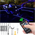 Car Ambient Lighting Optic Fiber 8 Colors Music Sound Active with RF Remote Control Car Decorative Atmosphere Lighting Kit DC 12V 1W 5m
