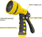 AUTOMAN-Garden-Hose-Nozzle,ABS Water Spray Nozzle with Heavy Duty 7 Adjustable Watering Patterns,Slip Resistant for Watering Plants,Lawn& Garden,Washing Cars,Cleaning,Showering Pets - Yellow
