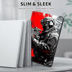 for Kindle Paperwhite Case,6.8" Kindle Paperwhite 11th Generation Case and Kindle Paperwhite Signature Edition,Leather Slim Adjustable Stand Cover with Auto Wake/Sleep,Red Black Soldier