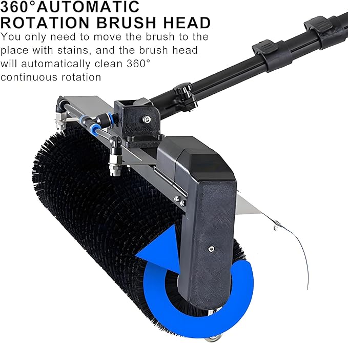 Photovoltaic Panel Cleaning Tool,7.5m Telescopic Pole,60cm Width Electric Solar Pane Roller Brush,Wet/Dry Modes,for Facility Maintenance Teams DualUse(7.5m)