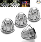 BJZ 4Pcs White Watermelon LED Strobe+Constant Marker Lights Dual Function Watermelon-Shaped Side Marker Clearance Tail Top Cap Roof Lights for Trailer Truck Semi-Trailer Heavy-Duty Truck Bus Van