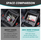 TOPINSTALL 2020-2026 Ford Explorer Console Organizer Tray - Compatible with 2020+ Ford Explorer Deep Armrest Storage Box with Coin Holder & Non-Slip Mats, Red Interior 6th Gen Explorer Accessories