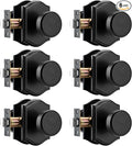 6 Pack Pismo Doorknobs with Lock for Hall, Black Interior Door Knobs with Camelot Trim