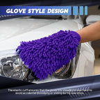 wuyaoyao 2PCS Car Wash Mitt, 10.14"×7.12" Chenille Microfiber Car Wash Mitts, Scratch-Free & Lint-Free, Absorbent Double Sided Clean Glove for Cars Cleaning, Auto Cleaning Supplies (Dark Purple)