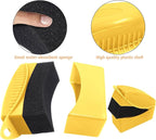 2Pcs Tire Dressing Applicators,Tire Shine Applicator Pads,Reusable Tire Dressing Sponge Pad Car Tire Applicator Pads with Lid for Car Glass, Painted Steel & Porcelain (Yellow, Curved