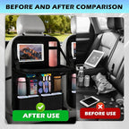 2026 Upgraded Backseat Car Organizer,Multifunctional Back Seat Car Organizer with Cars Tray & Cup Holder,Roadtrip Essentials Foldable Back of Seat Cars Organizers for Most Vehicles
