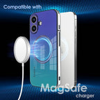 Guppy Compatible with iPhone 16 Plus Case Magnetic, with Full Camera Lens Protector [Compatible with MagSafe] Scratch Resistant Gradient Glass Back Cover Phone Case-Purple