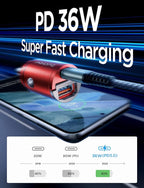 AINOPE 90W Super Fast Car Charger, Invisible USB C 45W Car Charger Fast Charging Type C, [Mini&Metal] Cigarette Lighter USB Adapter Fits Samsung Galaxy S25 Ultra S24 iPhone 16 15 Pro Max Piexl, Red