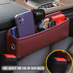 Universal Fit Premium Leather Car Seat Gap Filler Organizer, Center Console Organizer for Car SUV Truck (Burgundy，2 Pack)
