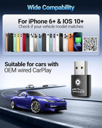 vnilrgle Wireless CarPlay Adapter for Apple iPhone（2026 Upgraded） Mini Design, Converts Factory Wired to Wireless Adapter for CarPlay, Plug and Play, Auto Connect Fast and Stable(Black)