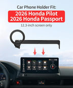 MaserWeller Car Phone Holder for Honda Passport/Pilot 2026 Accessories 12.3-Inch Screen Fixed Clip, 360° Rotation Phone Mount Compatible with MagSafe, Cell Phone Holder that Does Not Affect Air Vent