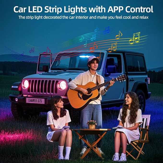 Acrylic Interior Car LED Strip Light, Dreamcolor 22-in-1 RGB Ambient Lighting with APP, 16 Million Colors 175in 600LED Music Sync Lights for Night Driving, Home, Camping & Gift Decor