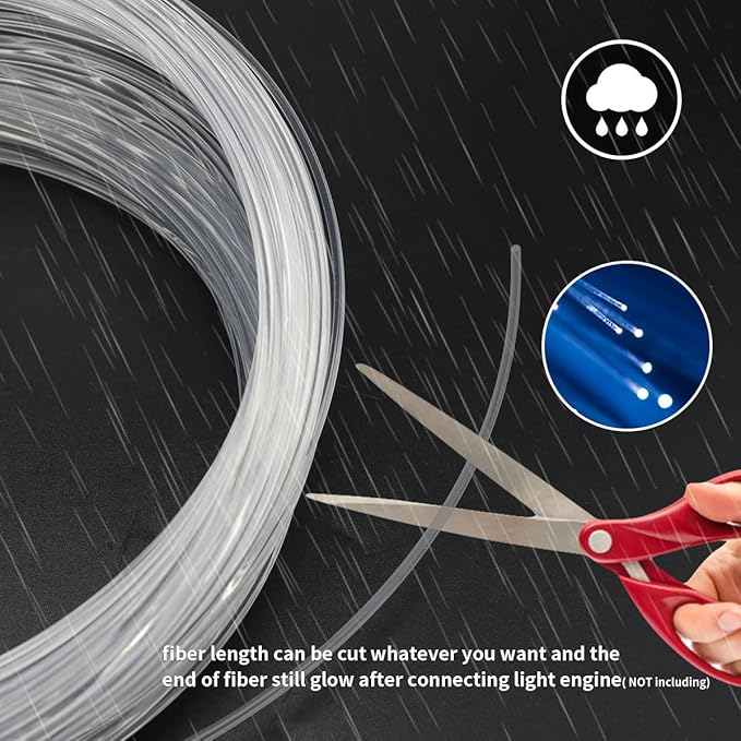 AZIMOM PMMA Plastic End Glow Fiber Optic Cable 1.5mm(0.06in) 50m(164ft)/Roll for Star Sky Ceiling All Kind Led Light Engine Driver Source