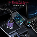 VELOGK Super Fast Type C Car Charger [73W Turbo], Fast Adaptive 55W 45W PPS/PD&QC3.0 USB C Car Adapter[Super Fast Charging 2.0]for Samsung S26/S25 Ultra/S24 Ultra/S23 Ultra/S22+/S21, iPad Pro(Purple)